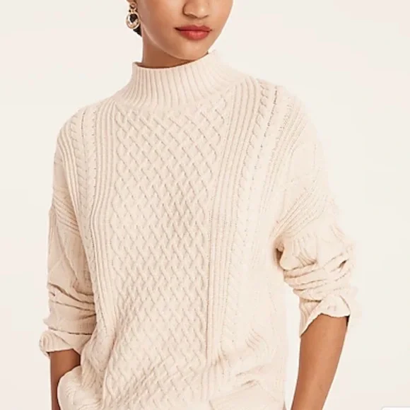 J Crew Long Cotton Cable Knit Mockneck Sweater Style BD709 - Picture 16 of 16